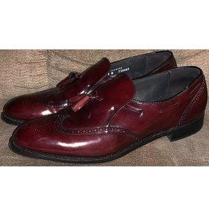 DEXTER Mens Burgundy Genuine Leather Tassel Loafers Slip On Shoes size 13 Medium